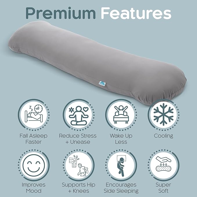Weighted Body Pillow 6.5lbs - Weighted Pillow for Deeper Sleep (41" x 10") - Cooling Body Pillows for Adults, Full Body Pillow for Sleeping, Side Sleeper Body Pillow with Cover