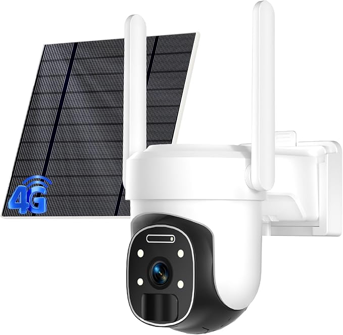HUEVUE 4G LTE Cellular Security Camera Wireless Outdoor, 2K No WiFi Security Cellular Camera Solar Powered with Color Night Vision, PIR Motion Sensor AI Tracking for Farm/RV Update