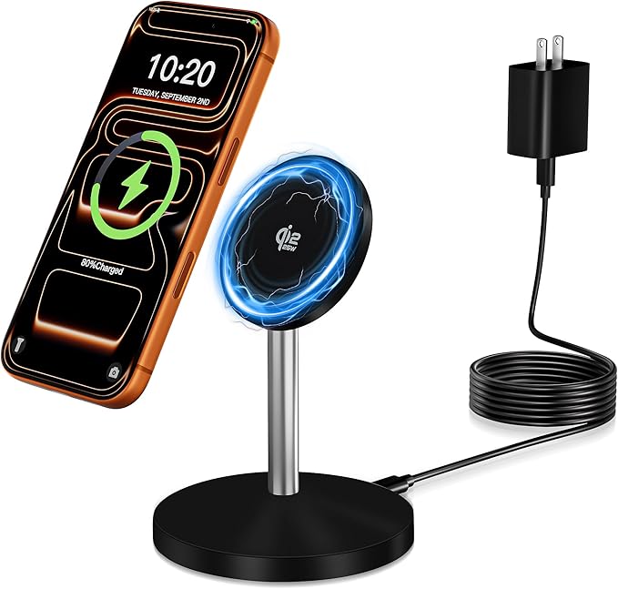 Magnetic Wireless Charging Station,25W Fast Charger 6FT Mag safe Wireless Station Pad,[Qi2.2 Certified] 360° Charger Stand for iPhone 17/17 Pro/Air/17 Pro Max/16 Pro Max/15/14/13/12, AirPods Pro 2/3/4