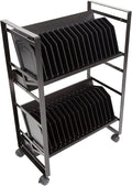 Line Leader 32-Device Mobile Charging Station | Steel Rolling Cart for Laptops, Tablets, & Chromebooks | Open Design with Dividers & UL-Certified Surge Protection | Portable Charging Stand (Black)