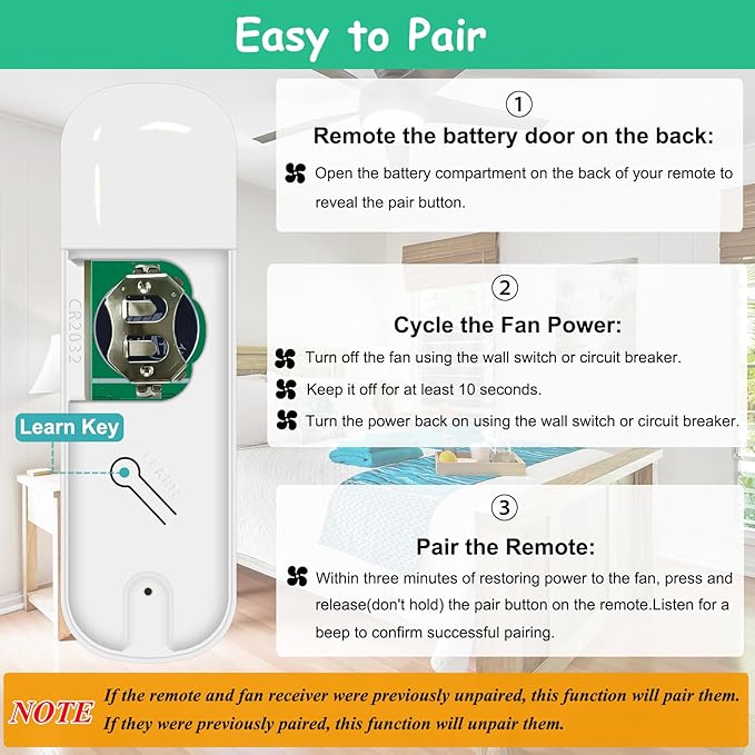 Prichor 99770 Ceiling Fan Remote Control (Remote ONLY) for Hunter 99770 99392 99813, Universal Remote with 3 Speeds & Light Dimmer