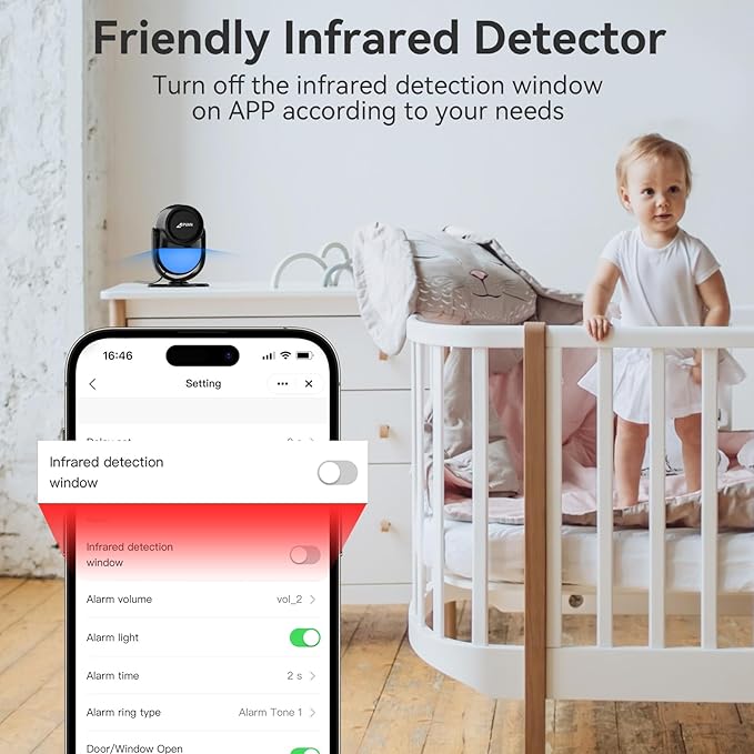 CPVAN WiFi Motion Sensor Alarm, 125dB Wireless DIY Smart PIR Motion Detector with 6 Door/Window Sensors for Home Security System - On Spot Alarm & APP Alert, Black