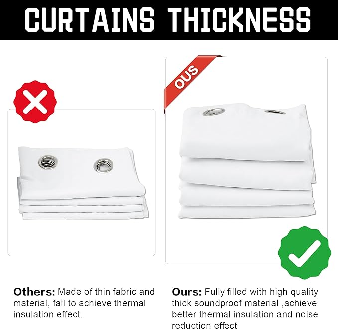 White 100% Blackout Curtains 3-in-1 Heavy Soundproof Curtains Thermal Insulated Drapes for Winter Grommet Doorway Curtains for Living Room Bedroom (1 Panel, White, 50" x 108")