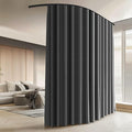 Room Divider Curtains with Ceiling Curtain Track Set Window Curtain for Bedroom,Living Room Total Blackout Thermal Insulated Privacy Ceiling Track Curtain W 12 × H 8 FT Deak-Grey drape&Black track