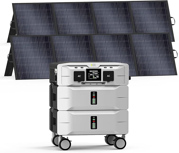 IEE SP5000 Power Station 5120Wh with 2x200W Portable Panel, 120/240V 5000W AC Output(9000W Peak), Portable Generator for Home Backup Outdoors Camping RV Emergency