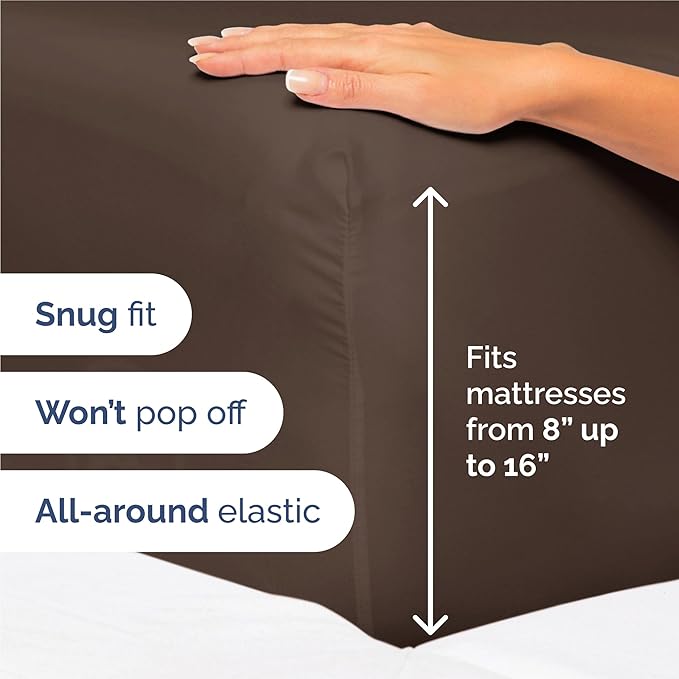 King 6 Piece Sheet Set - Cooling, Comfy & Breathable - Hotel Luxury Bedding, Includes Fitted Sheet for Women, Men, Kids and Teens - 1 Flat, 1 Fitted Sheet, 4 Pillowcases with Deep Pockets - Brown