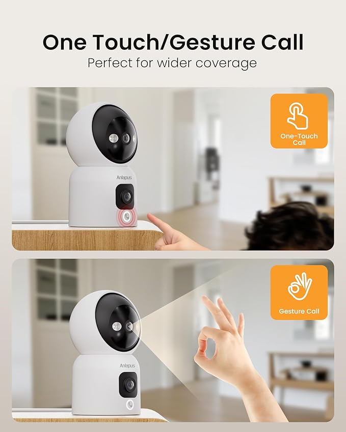 Anlapus 4 x A51D 4MP Dual Lens(2MP+2MP) Indoor Security Camera, Motion Detect, Auto Track, Plug-in, 360° WiFi Pan/Tilt Camera, 2.4GHz WiFi, Two-Way Talk, Light & Siren Alert, Memory Card Not Include