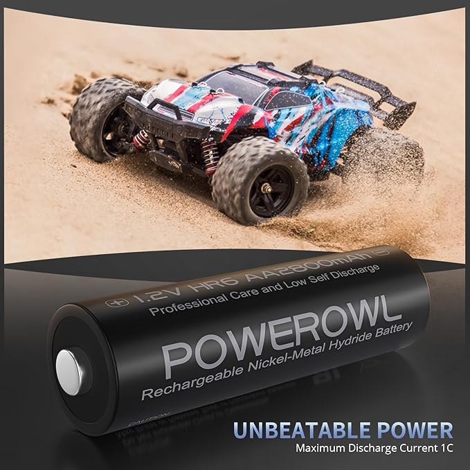 POWEROWL AA Batteries Rechargeable Kit, High Capacity 2800mAh 1200 Cycles 1.2V NiMH Double A Battery, Silver - 8 Count