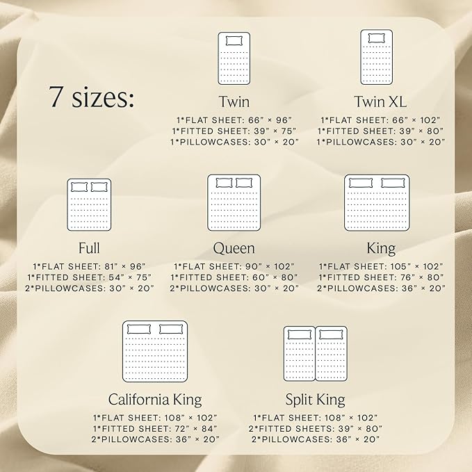 LuxClub 5 PC Split King Sheet Set, Deep Pockets Wrinkle Free Cooling Bed Sheets Hotel Bedding for Women, Men, Includes 2 Fitted Sheet, 1 Flat Sheet and 2 PillowcasesCream