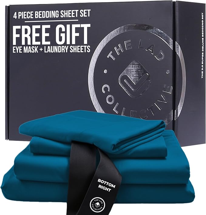 The LAD Collective 3.0 - 4-Piece Cotton Bedding Set with Fitted Sheet, Top Sheet & 2 Pillowcases - Luxury Bed Sheets for Full Size Beds - Premium Bedroom Essentials - Maui/Full
