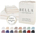 Bella Coterie 6 Piece Luxury Bamboo Viscose King Size Sheet Set | 100% Organically Grown | Cooling for Hot Sleepers | 18" Deep Pocket | Soft & Hypoallergenic | 4 Pillowcases [Ivory]