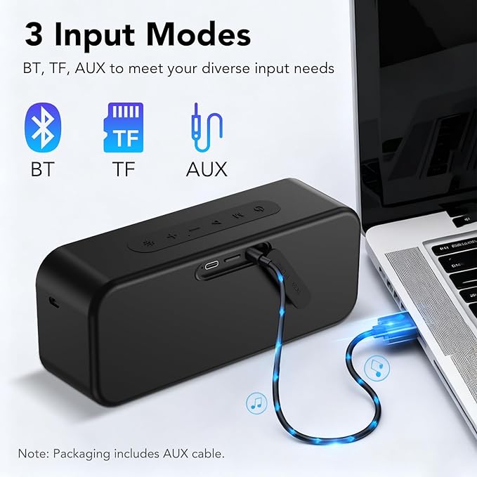 IKT Portable Bluetooth Speaker with Lights x Stocking Stuffers, 30W Loud Stereo Sound, Bluetooth5.4, Enhanced Bass,30H Playtime, TWS Pairing, IPX7 Waterproof, Speakersfor Home/Party/Outdoor