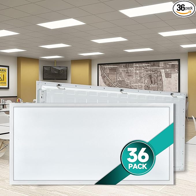 VocgoUU 36-Pack 2x4 LED Flat Panel Light Drop Ceiling Fixture, 50W 40W 30W Switchable & 3CCT Selectable (3000K/4000K/5000K), 0-10V Dimmable, 100-277Vac, ETL & DLC