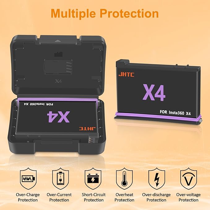 JHTC 360 X4 Battery Compatible with X4, 2 Pack 2500mAh Replaceme X4 Batteries with Battery Storage Case