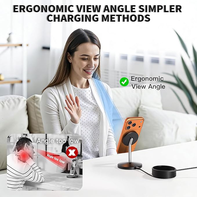 Magnetic Wireless Charging Station,25W Fast Charger 6FT Mag safe Wireless Station Pad,[Qi2.2 Certified] 360° Charger Stand for iPhone 17/17 Pro/Air/17 Pro Max/16 Pro Max/15/14/13/12, AirPods Pro 2/3/4