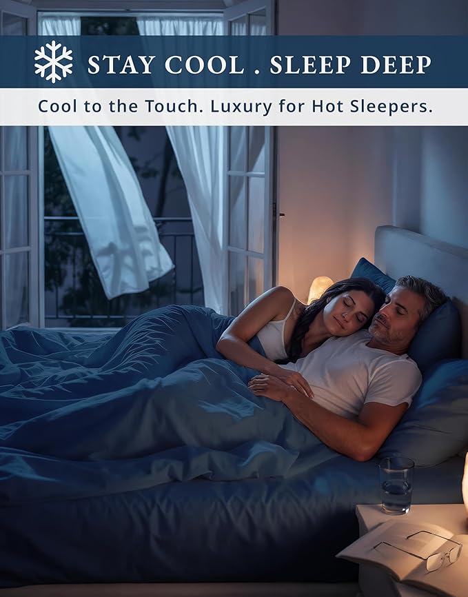 LANE LINEN 100% Cotton Split King Sheets for Adjustable Beds - 1000 Thread Count, Long Staple Mercerized Bedding Sheets, Luxury Hotel Like Thick 15" Deep Pocket Reinforced French Seams - Estate Blue