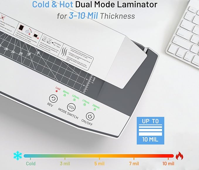 Buyounger 3-10 Mil Laminator Machine, 4-Roller Commercial Laminator Machine with 50 Laminating Sheets, 13 Inch Laminating Machine 11X17 with 1000mm/min Speed & REV Jam-Free for Office School Home