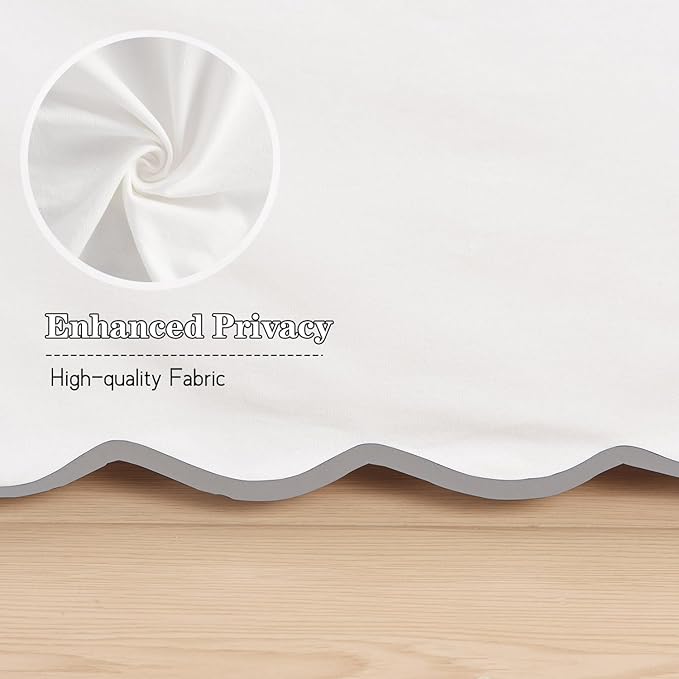 HIG Off-White Chic Full Bed Skirt - Easy Fit Scallop Edge Pleated Bedskirts, 14 Inch Drop Anti-Slip Dust Ruffle, Thick Fabric for Enhanced Privacy, Pre-Washed for Long-Lasting Use(N60022)
