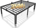 ROIL 18 Inch Twin Bed Frame with Rounded Corner and Headboard Hole Mattress Retainers 3500LBS Metal Heavy Duty Steel Slats No Box Spring Needed Platform Noise-Free Easy Assembly