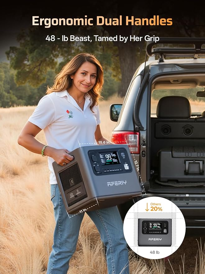 AFERIY P280 2800W Portable Power Station with 200W Solar Panel, UPS 2048Wh LiFePO4 Battery,Expandable to 10kWh,1800W AC Charging Less 38 mins,Solar Generator for Home Use,Power Outages,Camping,and RVs