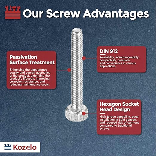 Kozelo 60pcs Socket Head Cap Screws - [M1.6-0.35 x 14mm] 304 Stainless Steel Allen Socket Drive for Electrical Motor 3D Printing Fan Engine Replacement Use, Silver