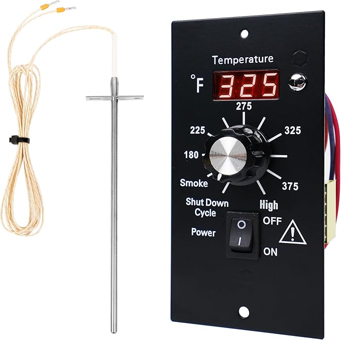 Thermostat Controller Replacement Compatible for Traeger Wood Pellet Grills, BBQ Grill Digital Controller Board, Control Panel Thermometer with RTD Temperature Sensor