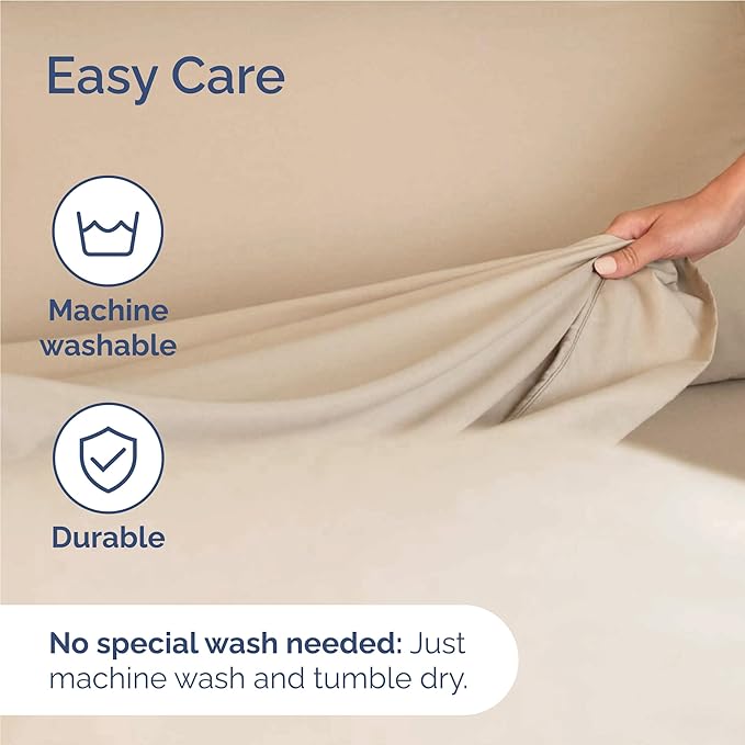 Twin XL 4 Piece Sheet Set - Cooling, Comfy & Breathable - Hotel Luxury Bedding, Includes Fitted Sheet for Women, Men, Kids and Teens - 1 Flat, 1 Fitted Sheet, 2 Pillowcases with Deep Pockets - Cream