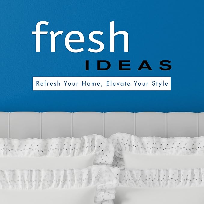 Fresh Ideas Eyelet Bed Skirt, Ruffled Design, 14 Inch Drop, Embroidered Scalloped Edge, King, White