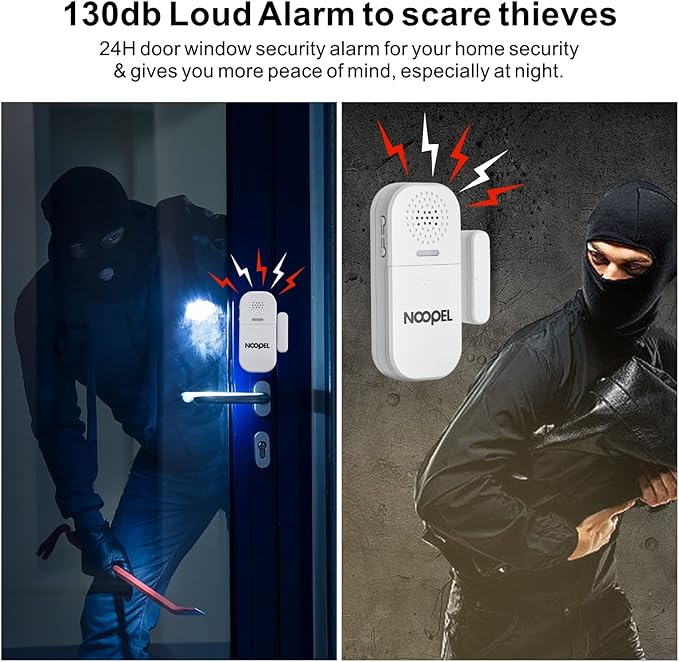 Door Alarms for Kids Safety, 2 Pack 130dB Window Sensor Pool Alarms When Opened for Home Security, 2-in-1 Alarm & Chime, 5-Level Volume Control, Door Chimes When Door Opens with Remote