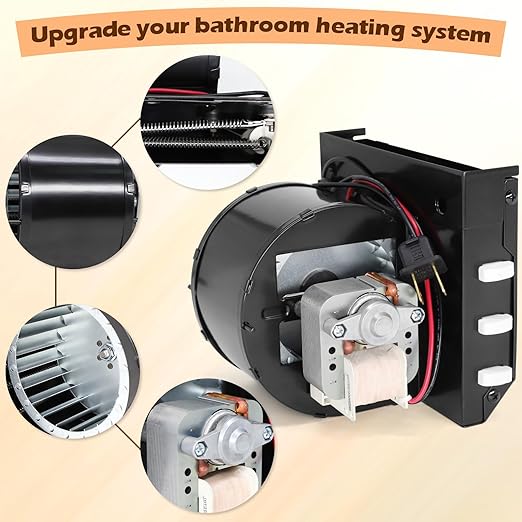 S97017063 Heater Motor Assembly Compatible with Broan Nutone 655, 655F, 655-A, 655-B, 655-C, 656, 656-A, 658, 659, 659-A Bathroom Exhaust Fan Motor Replacement for Nu-Tone Heater