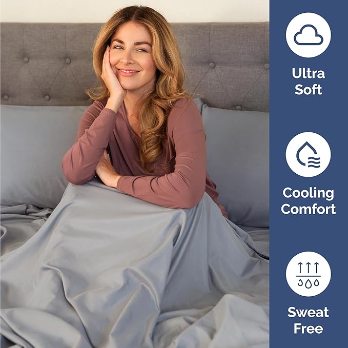Twin 4 Piece Sheet Set - Cooling, Comfy & Breathable - Hotel Luxury Bedding, Includes Fitted Sheet for Women, Men, Kids & Teens - 1 Flat, 1 Fitted Sheet, 2 Pillowcases with Deep Pockets - Steel Blue