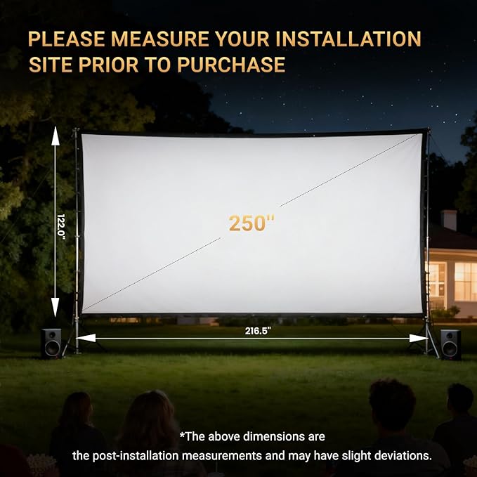 250 Inch Extra Large Projector Screen | Cinema-Grade Huge Movie Screen for Outdoor Use — Perfect for Backyard, Events, Church, School, Corporate by IOLIEO