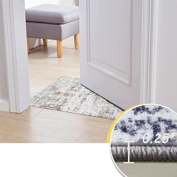 8x10 Area Rugs for Living Room, Non-Slip Backing Washable Rug 8x10, Large Area Rug Soft Carpet for Bedroom Dining Room, Neutral Modern, Easy Clean, Durable, Brown Black White
