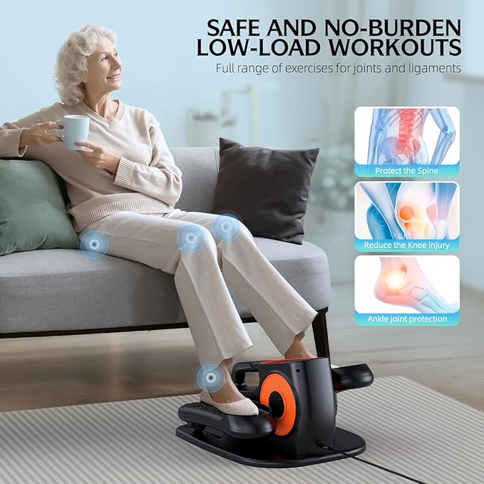 DUREXO Under Desk Elliptical, Leg Exerciser While Sitting for Seniors, Quiet Portable Electric Seated Pedal Exerciser with Remote Control and 12 Adjustable Speeds for Home Office