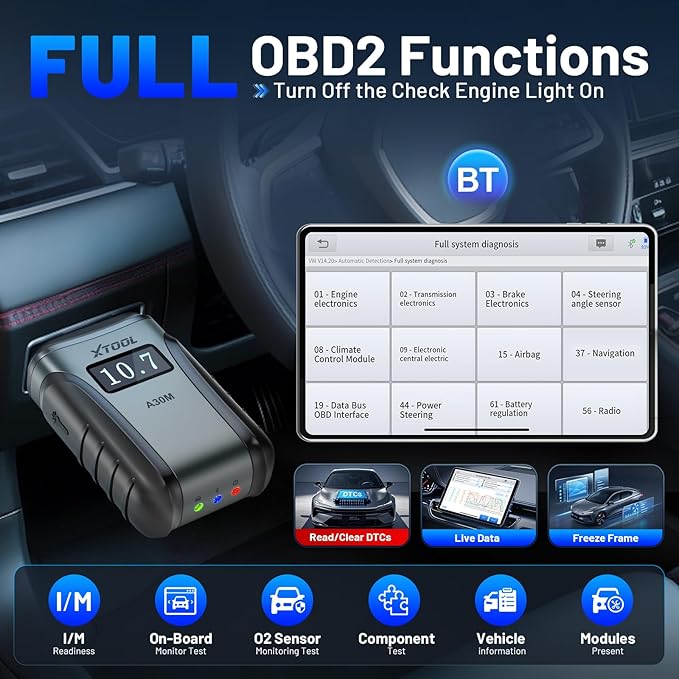 OBD2 Scanner Diagnostic Tool XTOOL Anyscan A30M V2.0, 2026 Wireless Bidirectional Scan Tool with Free Updates, 26 Resets, All System for Android & iPhone, Crank Sensor Relearn, EPB, Throttle Relearn