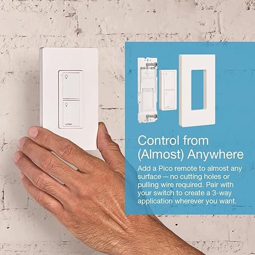 Lutron Caseta Original Smart Light Switch (Lutron Smart Hub Required), for Home, LED Lights, and Fans, 6 Amp, Single-Pole/3-Way, Neutral Required, PD-6ANS-LA, Almond