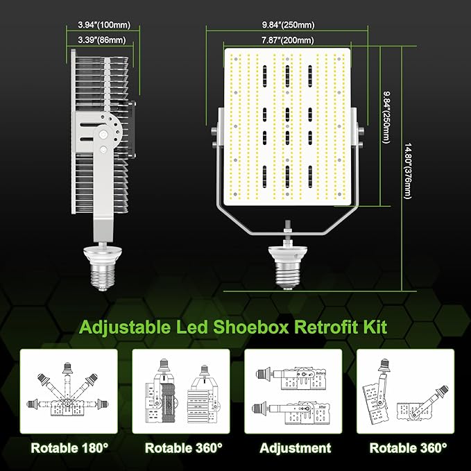 OPENLUX 300W Shoebox LED Retrofit Kit 43,500LM E39 Mogul Base,5000K LED Retrofit for Parking Lot Tennis Court Lights, ETL Listed,AC 100-277V