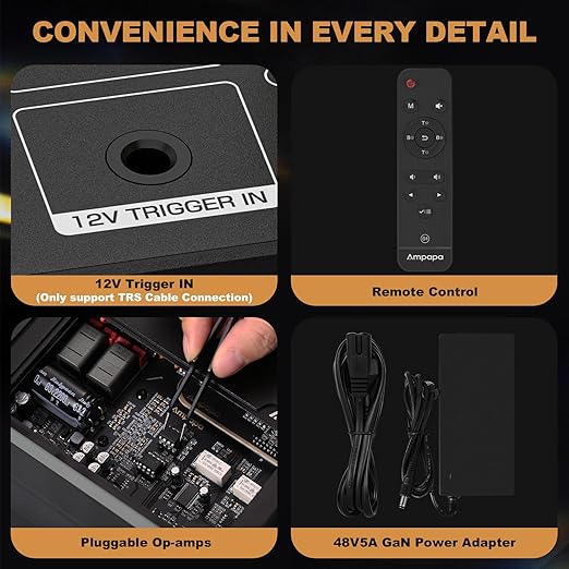 Ampapa 2 Channel Bluetooth Amp: HiFi 300W x2 Stereo Amplifier with BT 5.2 | HPF | Digital VU Meter | SUB Pre-Out | TRS Balanced Input | Tone Control & Remote for Home Theater Bookshelf Speakers (D1)