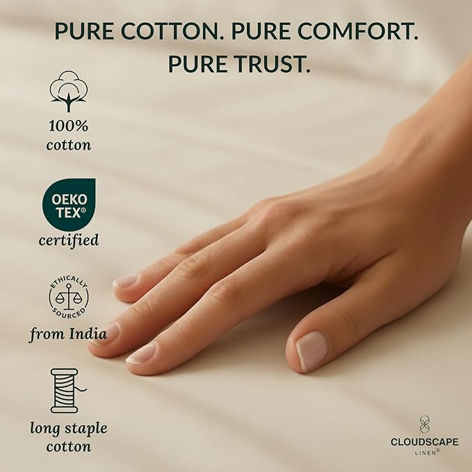 Cloud Scape Linen 100% Egyptian Cotton King Sheets Set – 400 Thread Count, 4-Piece Soft Hotel Quality Bedding Set,Deep Pockets up to 16”, Ivory