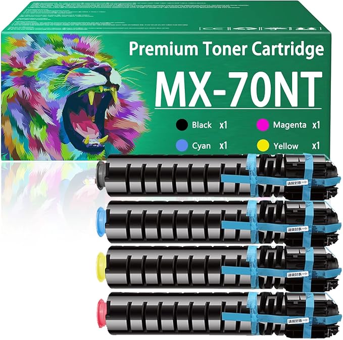 ERNZAT MX-70NT Toner Cartridge Compatible for Sharp MX-70NT MX-70NTBA MX-70NTCA MX-70NTMA MX-70NTYA Toner Cartridges Work for Sharp MX-5500 MX-5500N MX-6200 Printers