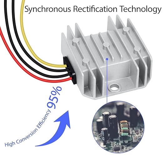 LeMotech DC 24v to 12v Converter 5A 60W Step Down Converter Voltage Reducer IP68 Waterproof Transformer for Golf Cart Truck Boat Vehicle