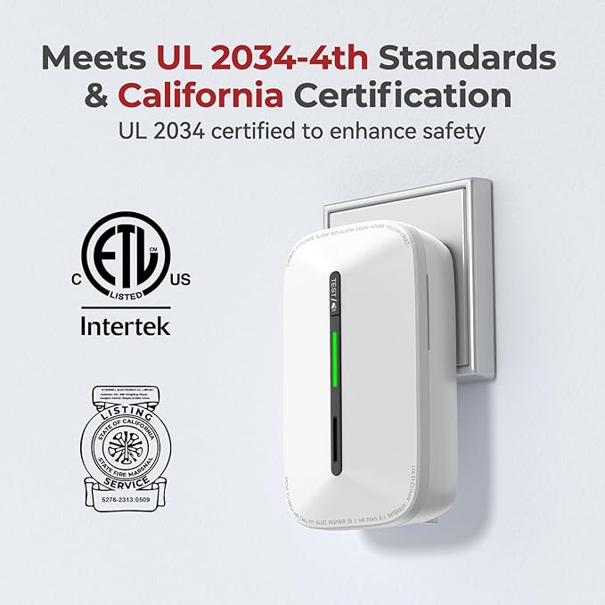 Siterlink Carbon Monoxide Detectors Plug in,10 Year Replaceable Battery Operated Co Monitor Alarm,Plug and Play Co Detector,Portable Carbon Monoxide Detector for Home,Traval,RV,Hotel GS846A 1 Pack