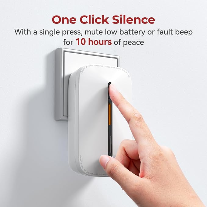 Siterlink Carbon Monoxide Detectors Plug in,10 Year Replaceable Battery Operated Co Monitor Alarm,Plug and Play Co Detector,Portable Carbon Monoxide Detector for Home,Traval,RV,Hotel GS846A 2 Pack