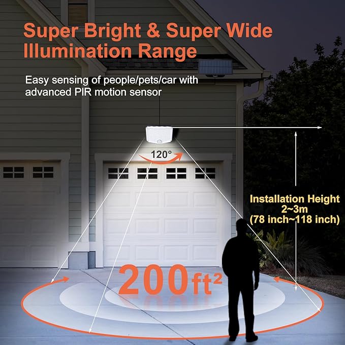 JumJam Solar Flood Lights Outdoor Waterproof IP65, 153 High Brightness LED 9000K, 3 Lighting Modes, Solar Motion Lights Outdoor Waterproof with Remote, Solar Lights Outdoor for Yard, Patio, Garage