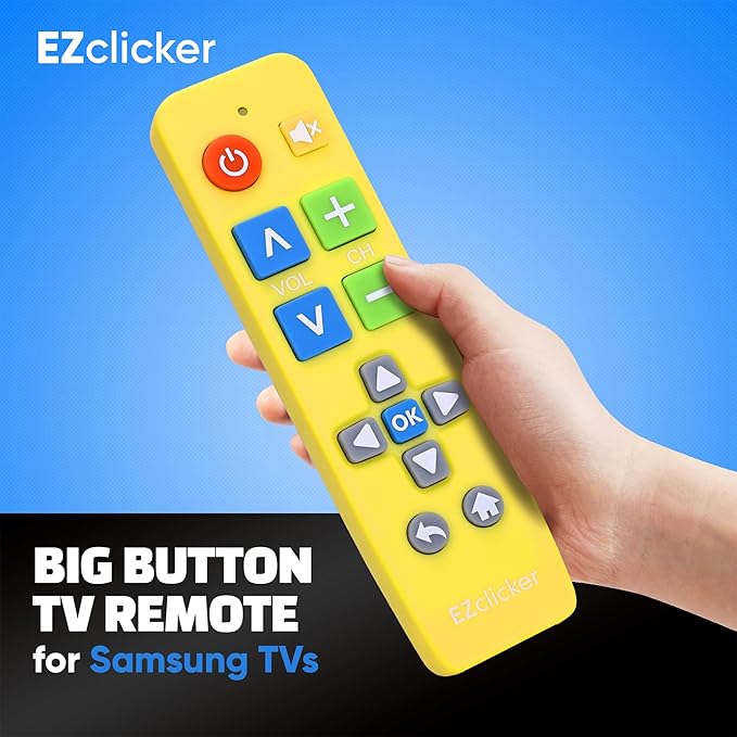 Samsung Replacement TV Remote Compatible with Samsung TV's ONLY (Yellow) Big Button TV Remote Control, Simplified and Easy to Use (2xAAA Batteries not Included)