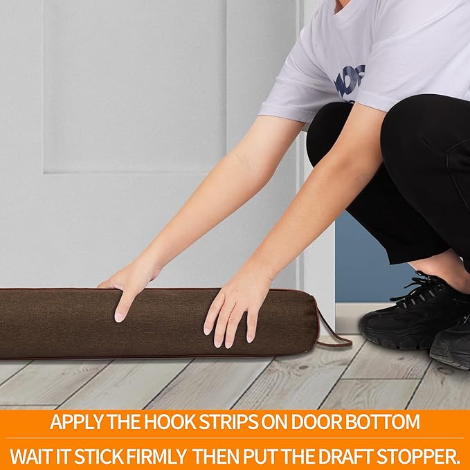TORRAMI 36" Door Draft Stopper Under Bottom Insulation Noise Air Stopper 2.56LB,Sound Proof Draft Guard Seal for Doors and Windows - Triangle Coffee
