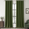 ChrisDowa 100% Blackout Olive Green Solid Curtains 102 Inches Long 2 Panels for Bedroom Living Room,Farmhouse Room Darkening Thermal Insulated Soundproof Grommet Top Window Treatment Drapes,52x102