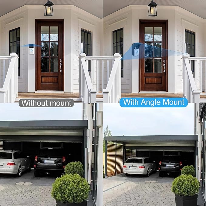 S7 Adjustable Doorbell Angle Mount with Rain Cover, Compatible with Video Doorbell/ Battery Doorbell, Replacement Angle Adjustment Adapter Mounting Bracket Wedge Kit (Anti Glare)