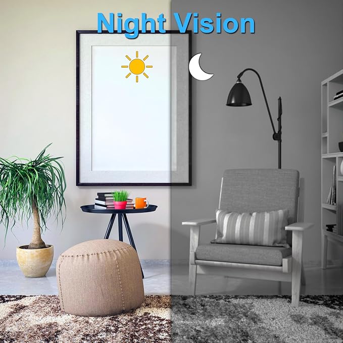 XISRU 64GB Home Security Camera, 1080P Surveillance Camera, Indoor Camera with 10000mAh Battery, Night Vision, Motion Detection