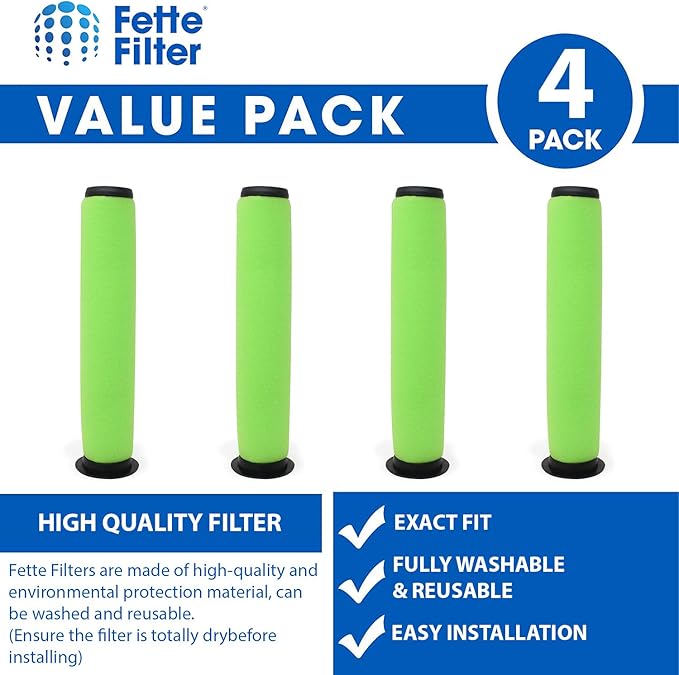 Fette Filter - 1611215 Vacuum Filter Replacement Compatible with Bissell AirRam Stick Vacuum Compare to Part # 1611215 for Models 1984 19844 1984B 1984C 2144 21448 19841 Pack of 4.